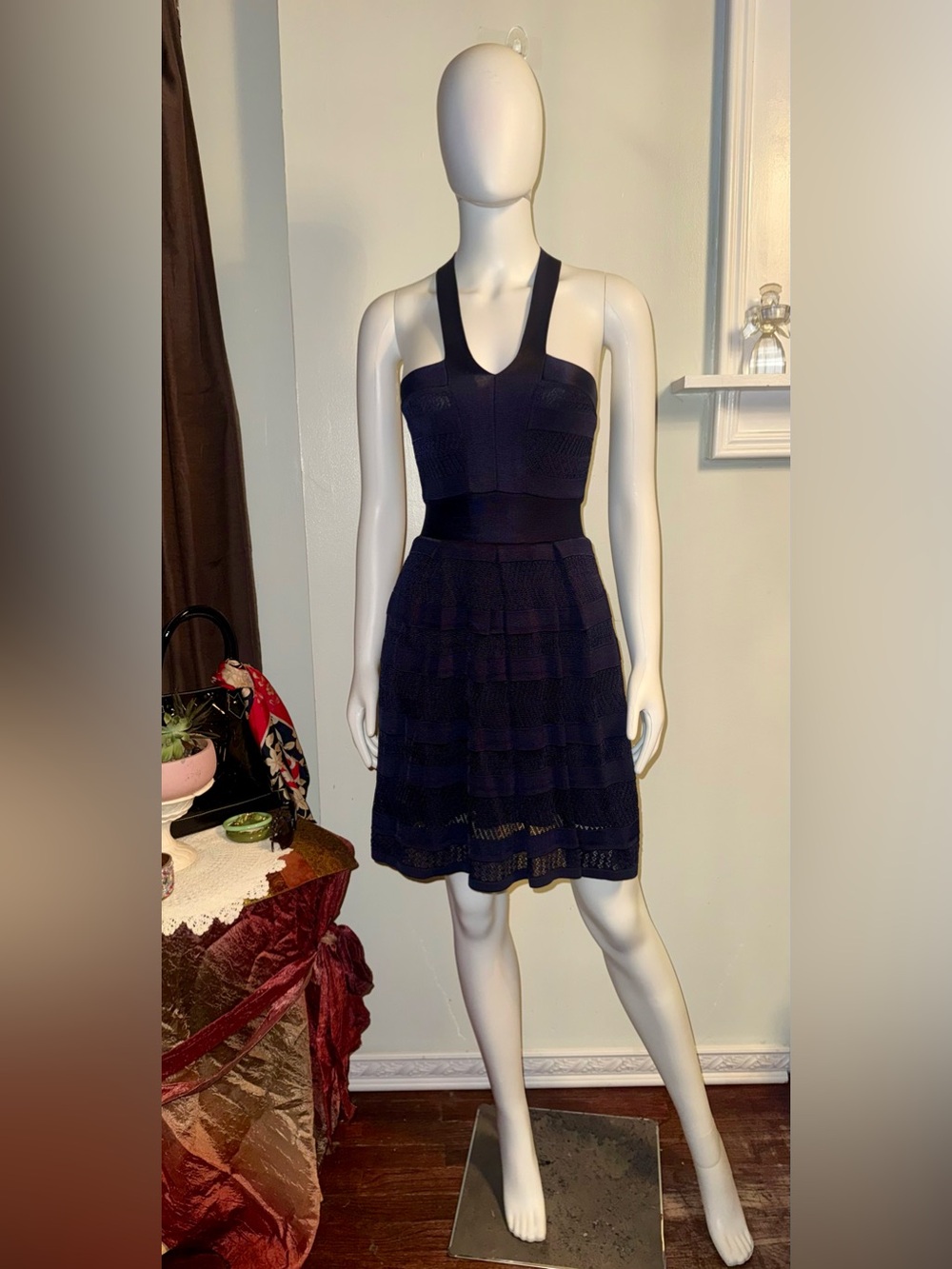 French Connection Sleeveless Navy Fit-and-Flare Dress